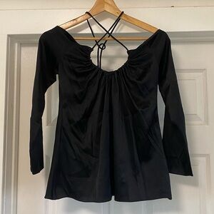 A.L.C. Black Off The Should Halter Silk Top